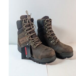 Wolverine Men's Waterproof Insulated Work Boots Leather Brown Lace Up Size 7.5EW